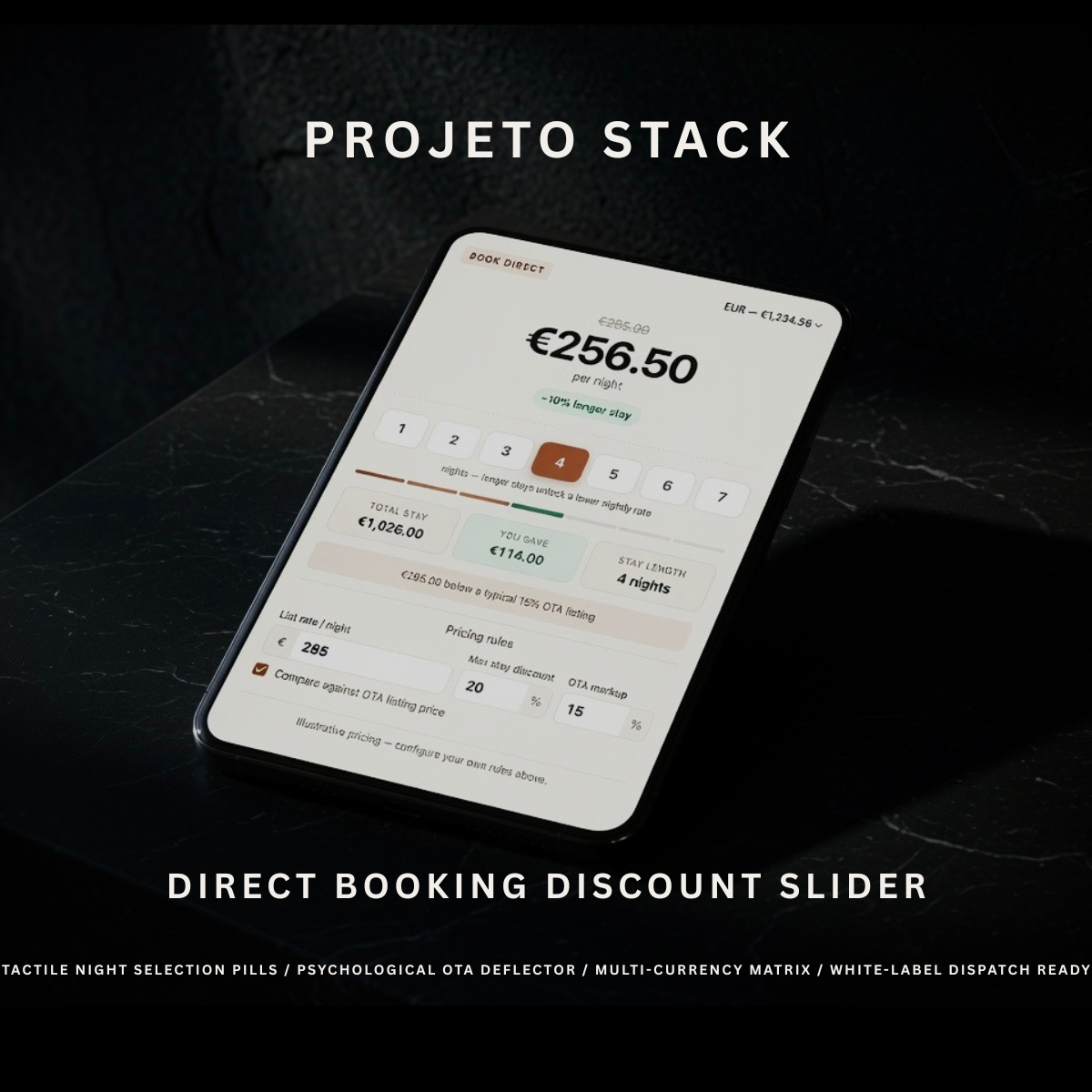 Direct Booking Discount Slider HTML Widget - Responsive Hospitality Pricing Calculator